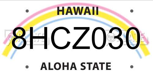 8HCZ030 Hawaii License Plate