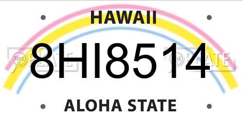 8HI8514 Hawaii License Plate