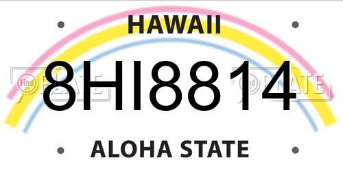 8HI8814 Hawaii License Plate