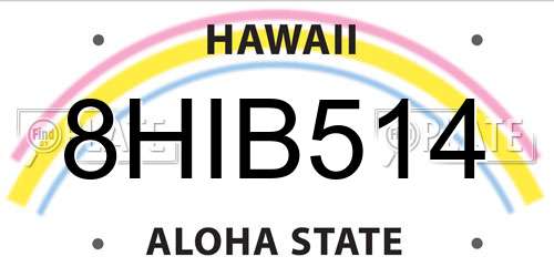 8HIB514 Hawaii License Plate