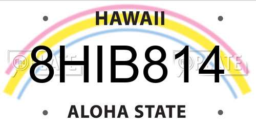 8HIB814 Hawaii License Plate