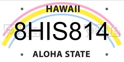 8HIS814 Hawaii License Plate
