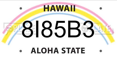 8I85B3 Hawaii License Plate