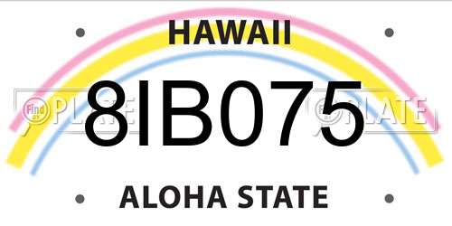 8IB075 Hawaii License Plate