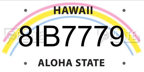 8IB7779 Hawaii License Plate