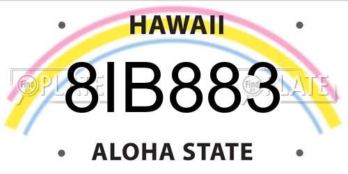 8IB883 Hawaii License Plate