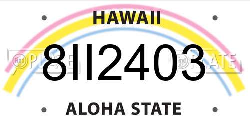 8II2403 Hawaii License Plate