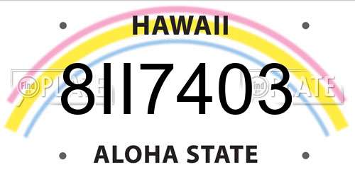 8II7403 Hawaii License Plate
