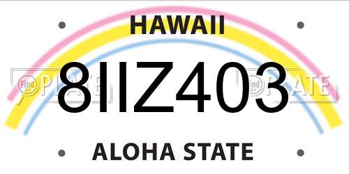 8IIZ403 Hawaii License Plate