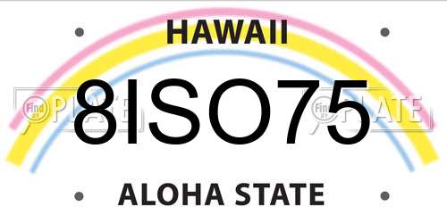 8ISO75 Hawaii License Plate