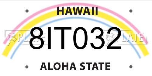 8IT032 Hawaii License Plate
