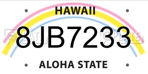 8JB7233 Hawaii License Plate