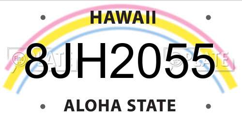 8JH2055 Hawaii License Plate