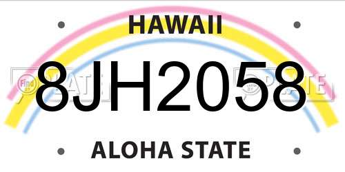 8JH2058 Hawaii License Plate