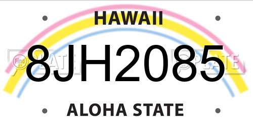 8JH2085 Hawaii License Plate