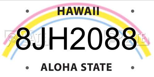 8JH2088 Hawaii License Plate
