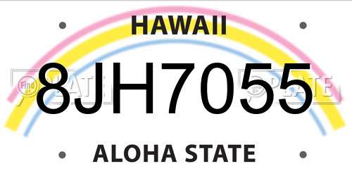 8JH7055 Hawaii License Plate
