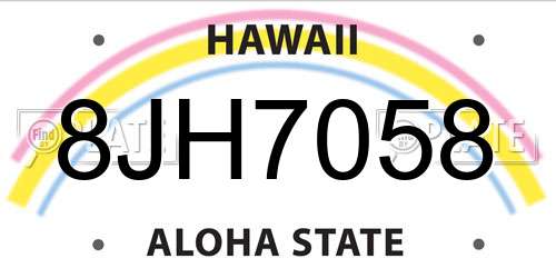 8JH7058 Hawaii License Plate