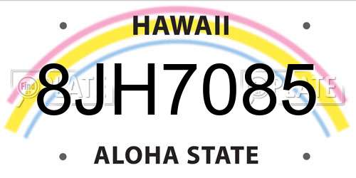 8JH7085 Hawaii License Plate