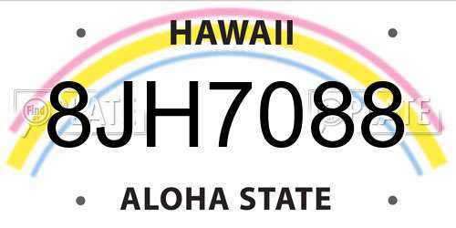 8JH7088 Hawaii License Plate