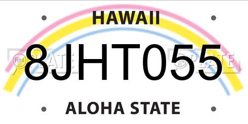 8JHT055 Hawaii License Plate