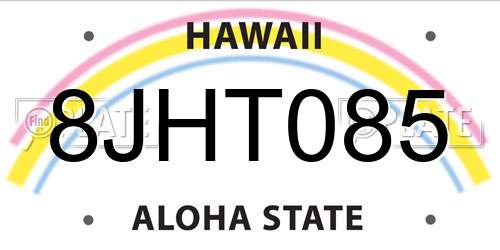 8JHT085 Hawaii License Plate