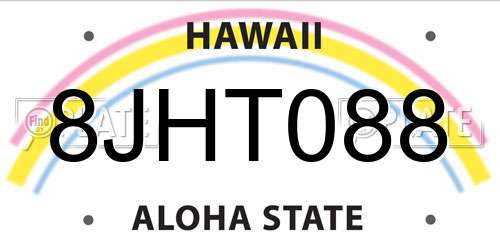 8JHT088 Hawaii License Plate