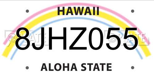 8JHZ055 Hawaii License Plate