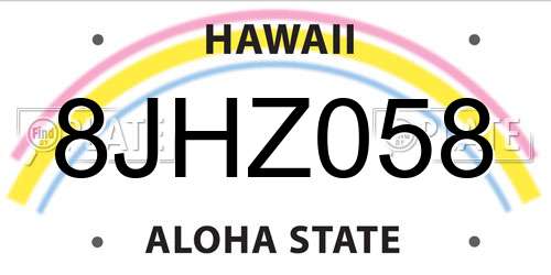 8JHZ058 Hawaii License Plate