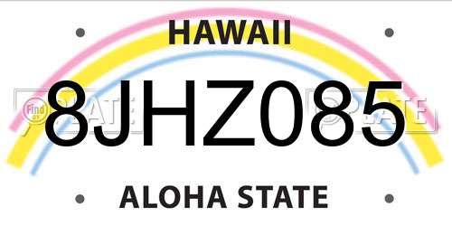 8JHZ085 Hawaii License Plate