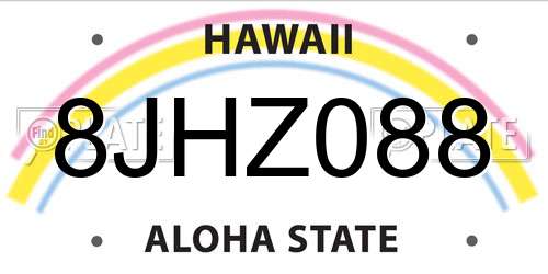 8JHZ088 Hawaii License Plate