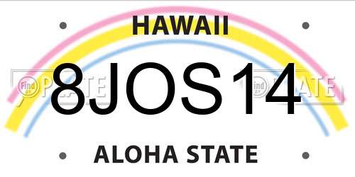 8JOS14 Hawaii License Plate