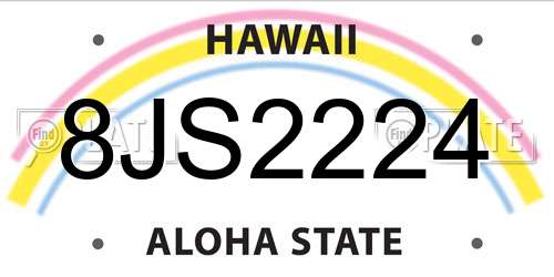 8JS2224 Hawaii License Plate