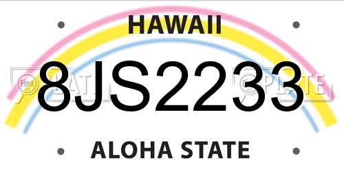 8JS2233 Hawaii License Plate