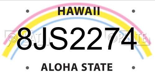 8JS2274 Hawaii License Plate