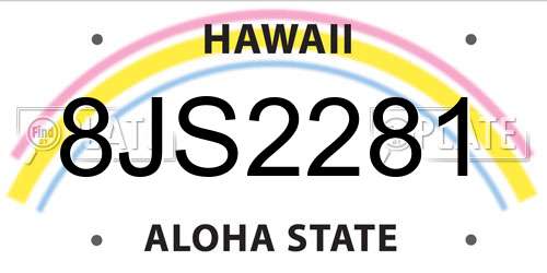 8JS2281 Hawaii License Plate