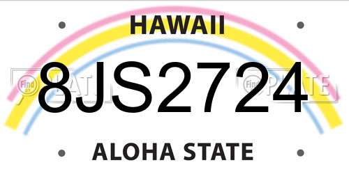 8JS2724 Hawaii License Plate