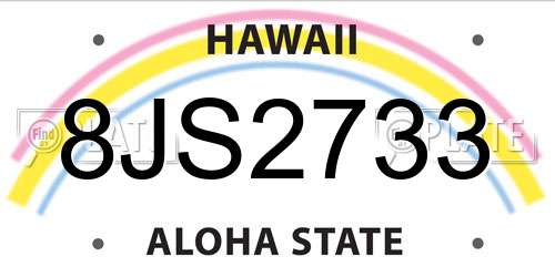 8JS2733 Hawaii License Plate