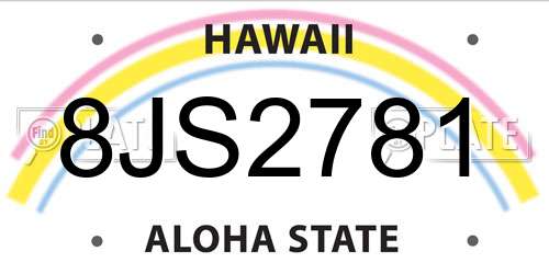 8JS2781 Hawaii License Plate
