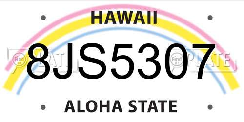 8JS5307 Hawaii License Plate