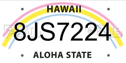 8JS7224 Hawaii License Plate