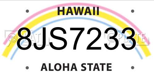 8JS7233 Hawaii License Plate