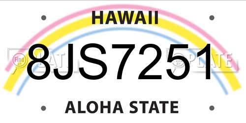 8JS7251 Hawaii License Plate