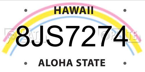 8JS7274 Hawaii License Plate