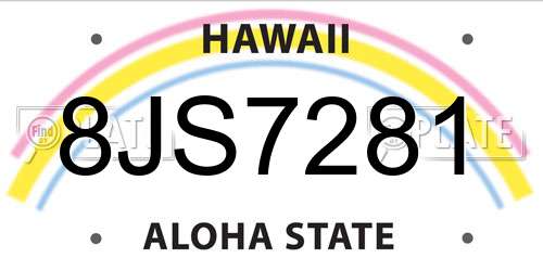8JS7281 Hawaii License Plate