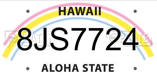 8JS7724 Hawaii License Plate