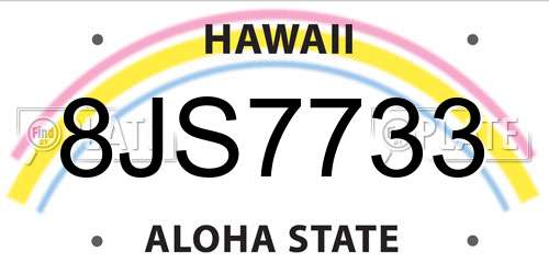 8JS7733 Hawaii License Plate