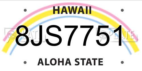8JS7751 Hawaii License Plate
