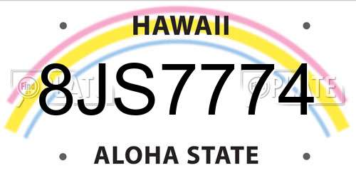 8JS7774 Hawaii License Plate