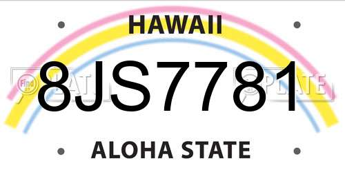 8JS7781 Hawaii License Plate